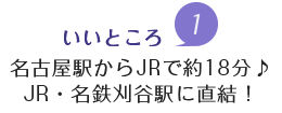 魅力1.刈谷駅直結なので徒歩0分♪名古屋駅から新快速で約18分の好アクセス！